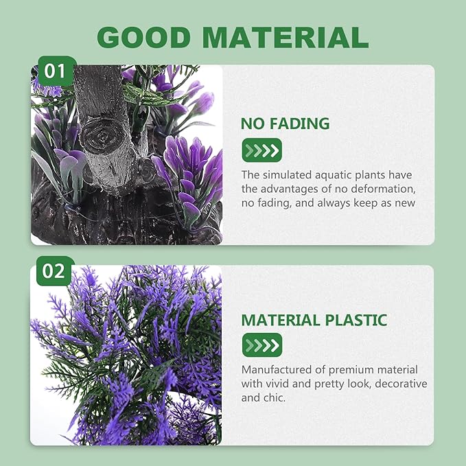 Ipetboom 1PC Aquarium Plants Fish Tank Decoration Artificial Fish Tank Decorations for Household and Office Aquarium Simulation Fish Tank Accessories Aquarium Ornament Fake Purple Bonsai