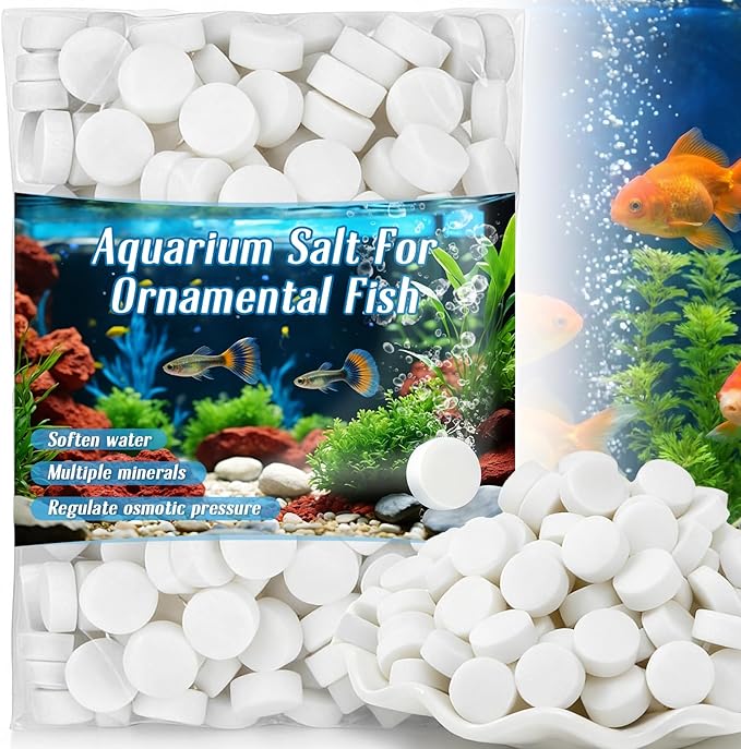 MAQIHAN 150 Tablets Aquarium Salt - Aquarium Salt Freshwater for Freshwater Tank Koi Pond Salt for Koi Fish, Goldfish, Guppies, Mollies, Scats, Monos
