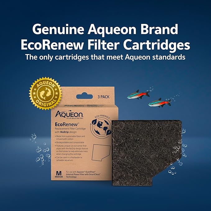 Aqueon Aquarium Fish Tank EcoRenew Filter Cartridge, Medium 3 Pack