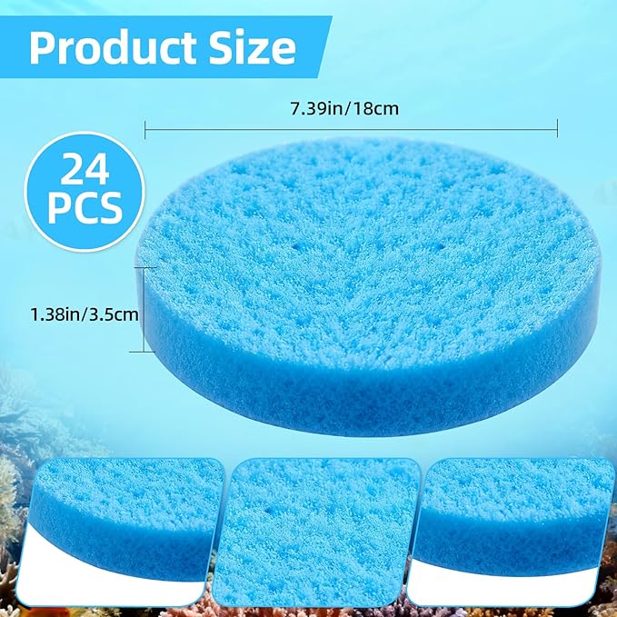 SaferCCTV 24Pcs Fine Filter Water Polishing Pads Compatible with Fx4, Fx5, Fx12, Aquarium Filter Canister Filter Cotton Replacement Pad, Blue