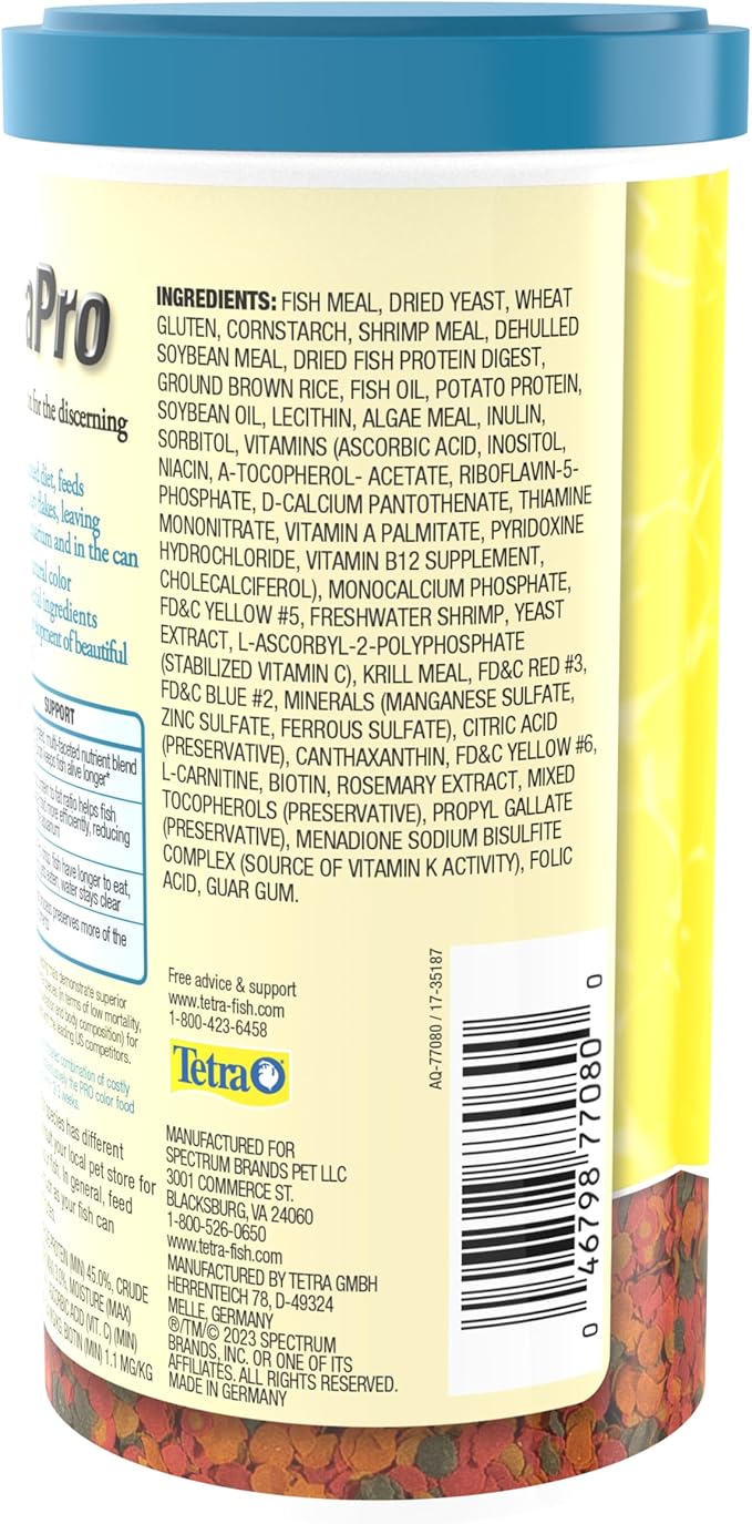 TetraPro Tropical Color Crisps, Fish Food With Natural Color Enhancers, Tropical Fish Food, 7.41 Ounces