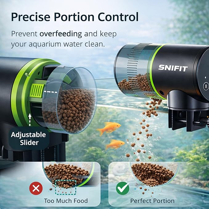 Automatic Fish Feeder for Aquarium - Fish Feeder Automatic Dispenser– with Adjustable Feeding Schedule for Home or Office and Small Tank Betta Turtle - Battery Vacation Self Feeding for Flakes.