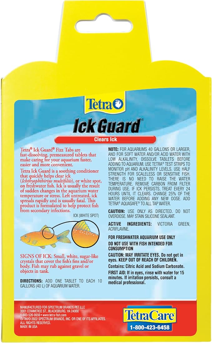 Tetra Ick Guard 8 Count, Quick Remedy for Ick in Aquariums,Golds & Yellows (Pack of 2)