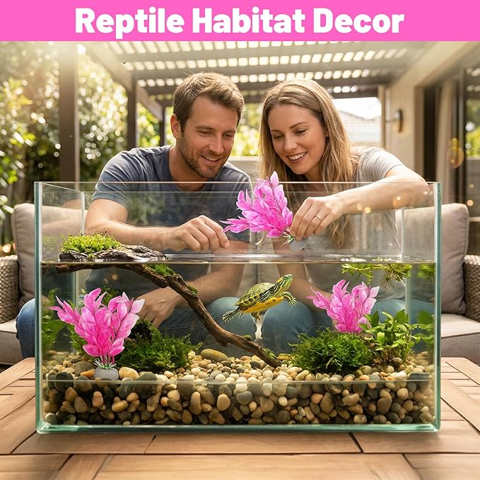 Abeillo Silk Aquarium Plants for Betta Fish Tank, 2Pcs 10cm Small Aquarium Plants Decorations Plastic Artificial Plant Aquatic Water Grass Decoration