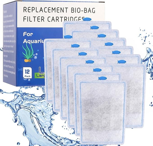 12 Pack Large Assembled Aquarium Filter Cartridge for Whisper Bio-Bag Power Filters, Replacement Filter Cartridges for Whisper 20i/40i IQ20/30/45/60 PF20/30/40/60 Power Filter ﻿