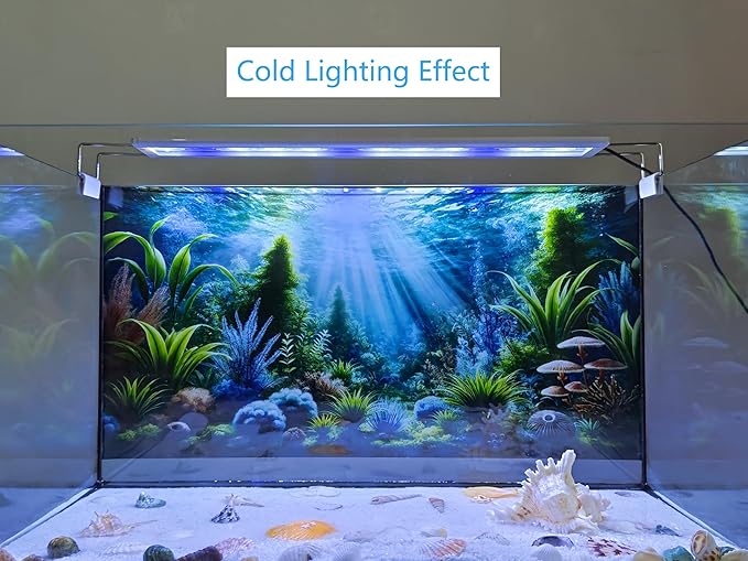 Fantasy Water Plants Aquarium Background Blue Green Plants Fish Tank Background 30x18 Inches PVC Glass Container Decoration with Tapes