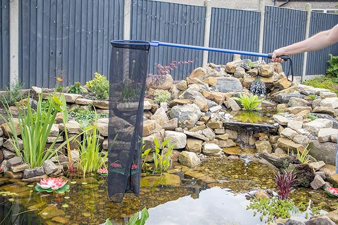 Pond H2o Heavy Duty Koi Fish Transport Sock Net 12 Inch Diameter 48 Inch Long with 15 Inch (40cm) Pole, Koi Sock Net Safely Transfer Pond Fish Not Waterproof Soft Netting, Interchangeable System