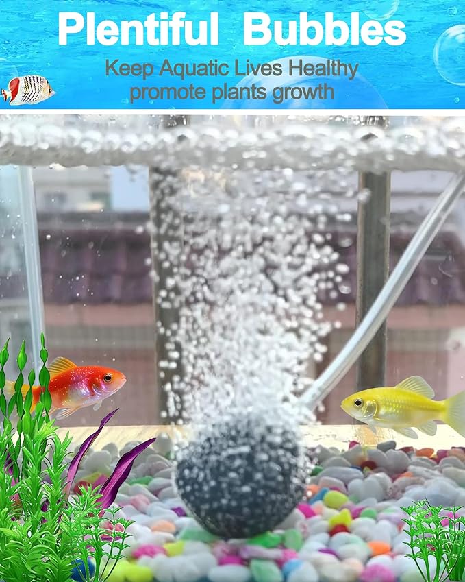 Air Stone for Aquarium Fish Tank, 2 Inch Air Stone Disc Bubbler, Aerator Diffuser with 2 Control Valve, Air Pump Accessories for Nano Buckets Small Ponds Hydroponics and DWC Reservoirs, 4 Pack