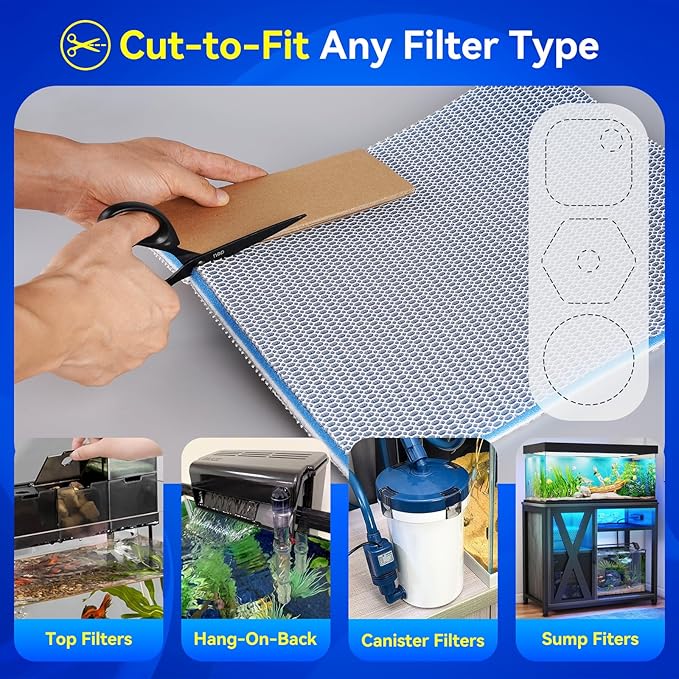 Borlech 8-Layer Fast-Acting Aquarium Filter Pad - Cut-to-Size Aquarium Floss Media for Fish Tank, Pond, Sump - Fast Water Polishing in Hours (15.75"x11.81"x0.6", 2 Pack)