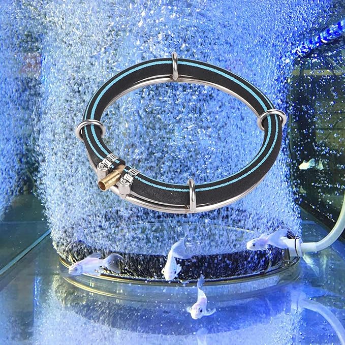 Yctze Large Quiet Very Bubble Diffuser Ring for Aquarium, Fish Air Stone Bubbler for Oxygenation, Weighted Pump Disc for Outdoor Fish Pond Aeration (Single Circle Diameter