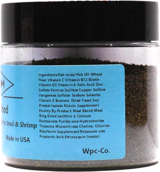 Wpc-Co. Fish Fry Food - High Protein Powder for Live Baby Tropical Fish - Powdered Feed for Herbivore and Carnivore Newborn Fish - Calcium-Rich Formula for Aquarium Snails and Live Shrimp