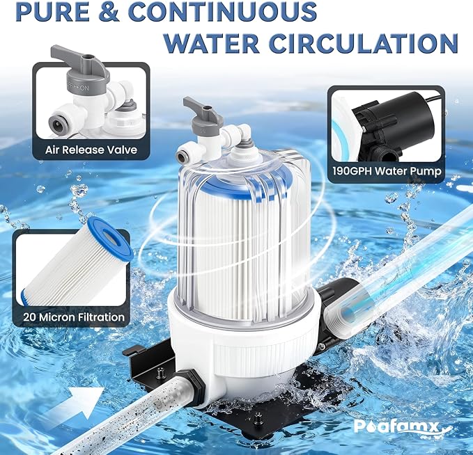 Poafamx Water Chiller for Ice Bath, 1/3 HP Cold Plunge Chiller with External Filter & Water Pump, Insulated Hoses, Quiet Cold Therapy Cooler for Ice Bath Tub, Athletes Recovery, Home Gym 110V