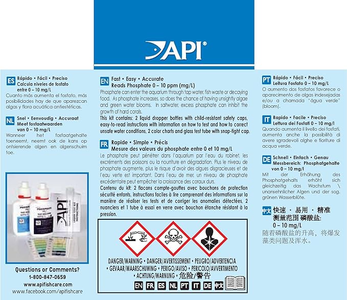 API Phosphate Test Kit For Freshwater And Saltwater, 64 OUNCES