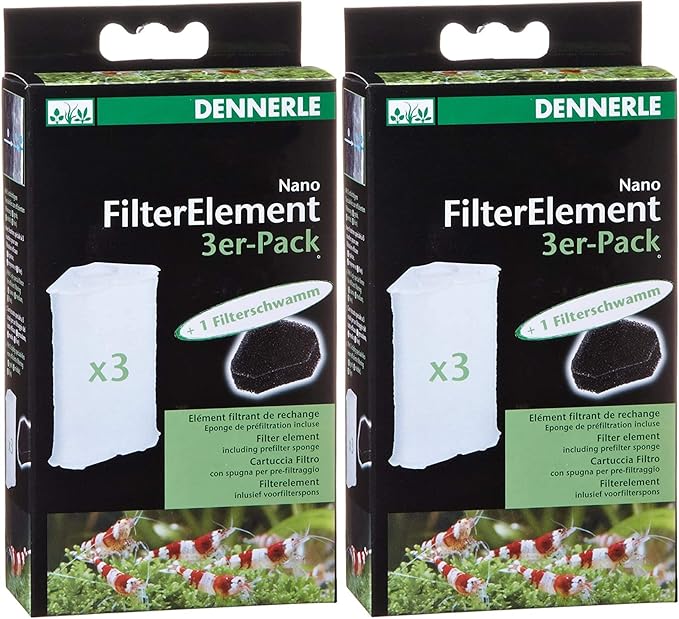Dennerle 2 Pack of Nano FilterElements for Aquarium Filters, 3 Count Each