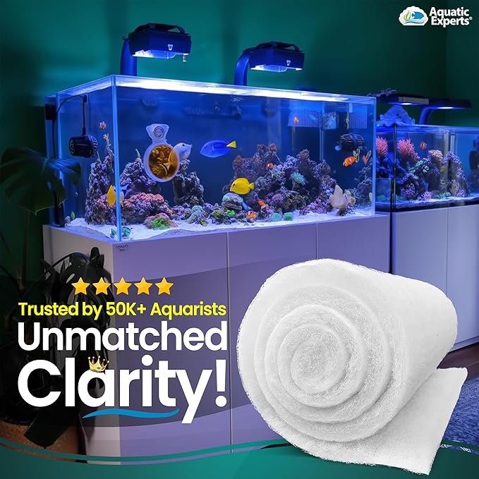 Aquatic Experts Aquarium Filter Floss for Fish Tank Filters - FilterFirst Aquarium Filter Pad - Media Roll for Crystal Clear Water, 12" x 72" by ½ to ¾ Thick