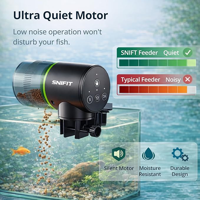 Automatic Fish Feeder for Aquarium - Fish Feeder Automatic Dispenser– with Adjustable Feeding Schedule for Home or Office and Small Tank Betta Turtle - Battery Vacation Self Feeding for Flakes.