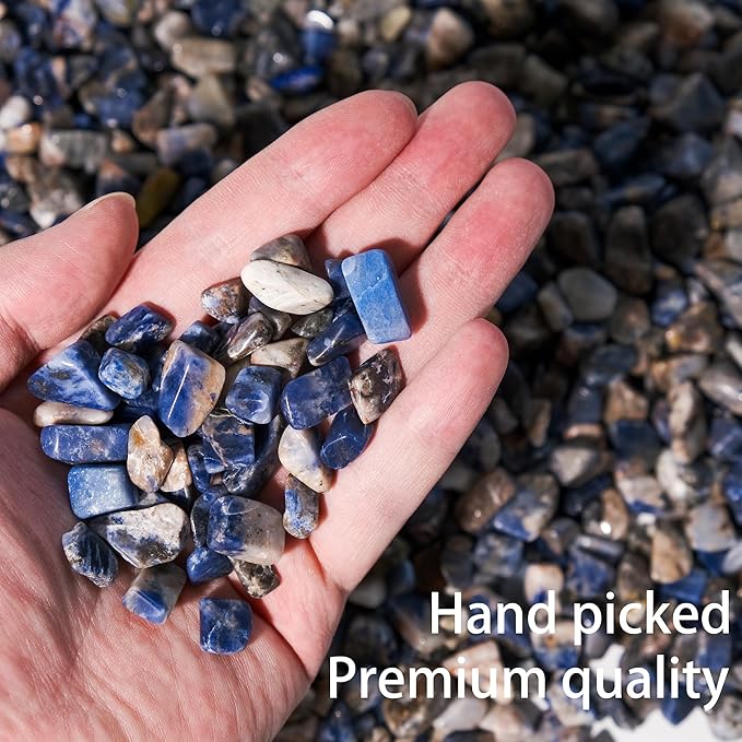 Sodalite Crystal Chips 2lbs (1200+ Pieces) –8-15mm Natural Deep Blue Healing Stones for Jewelry Making, Meditation, Plants, Aquarium Decor & Spiritual Gifts – Stone of Wisdom & Truth
