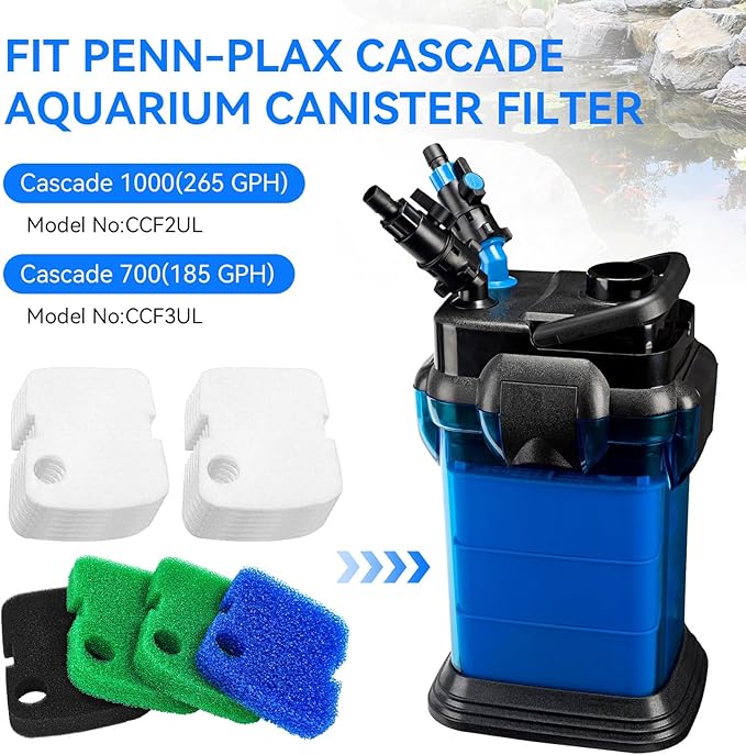 Canister Filter Replacement for Penn Plax 700/1000 CCF2UL/CCF3UL Canister Filter Aquarium Canister Filter Parts Bio Floss Sponge Compatible with Cascade 1000 Filter for Aquariums Fish Tank 16 Pack