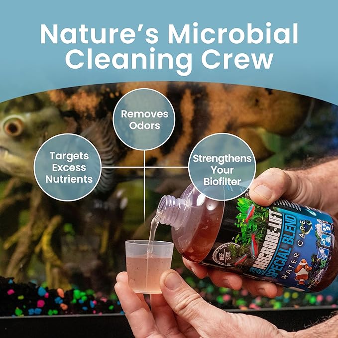 MICROBE-LIFT Special Blend Aquarium Water Care Treatment, Cleaner & Clarifier for Fresh and Saltwater Fish Tanks, Reduces Maintenance & Helps with Aquarium Algae Control and Odor, 4 Ounces (SBH04)