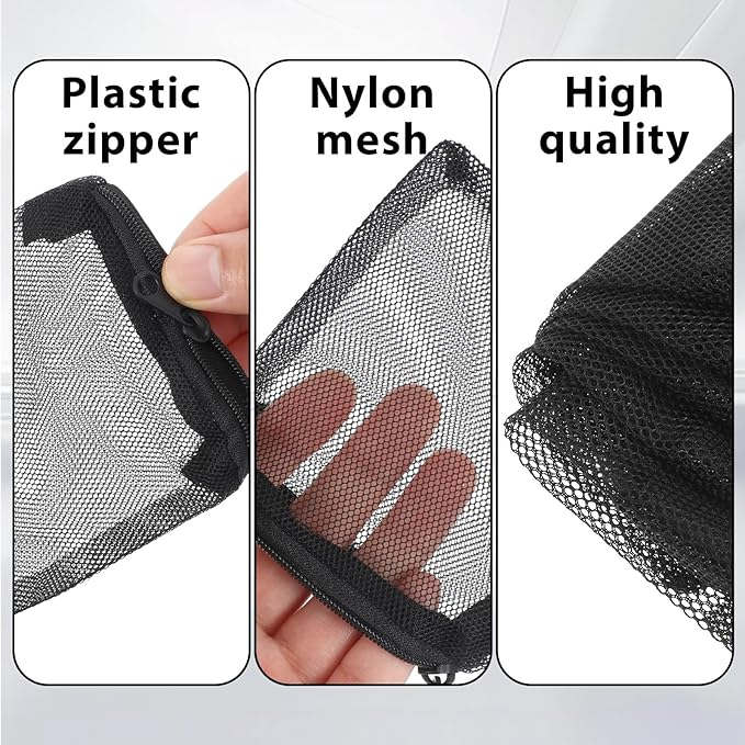 10PCS Aquarium Filter Media Bags, 3x4 Inch Fish Tank Media Mesh Filter Bags, Reusable Mesh Filters Bag for Activated Carbon, Filter-Stones and Ceramic Rings, Black Mesh-Net Filters Bag with Zipper
