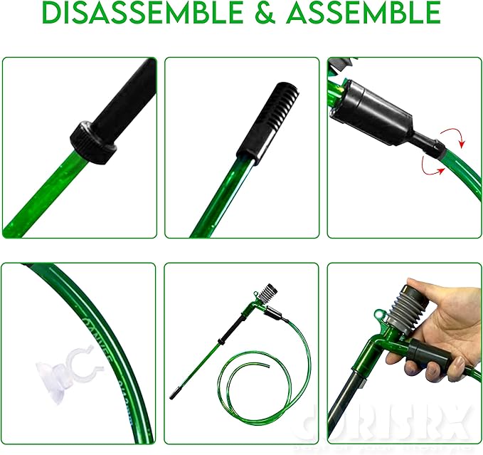 Corisrx Fish Tank Gravel Cleaner Vacuum - Labor-Saving 4 in 1 Compacted Aquarium Water Changer Filter Kit, No Spill 5 ft Water Hose Sand Vacuum, Aquarium Drain Pump Siphon - Gravel Vacuum (18"-23")