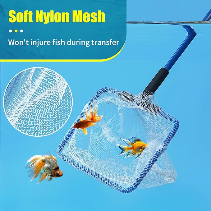 AQUANEAT Aquarium Fish Net, Small Fish Tank Cleaning Net, Food Wastes Skimmer for Small Ponds and Pools
