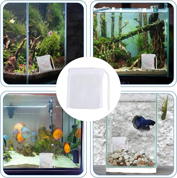 QfwdfcTrenz 10PCS Aquarium Filter Media Bags for Activated Carbon, 4" X 3.5" Mesh Filter Bags for Aquarium, Carbon Filters Bag for Aquariums, High Flow Aquariums Mesh Media Filters Bag