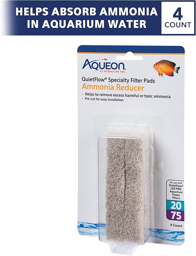 Aqueon QuietFlow LED PRO Ammonia Reducer 4 Count Filter Pads for Model 20 and 75
