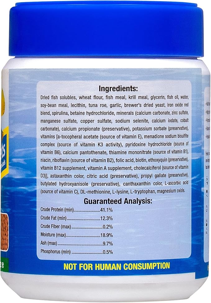 Ocean Nutrition Fish Food - Tropical Fish Food, Soft Moist Sinking Pellets, High Protein(41%) Guppy Fish Food, Fish Food Flakes Alternative, 7 oz (200 g), Medium Pellet