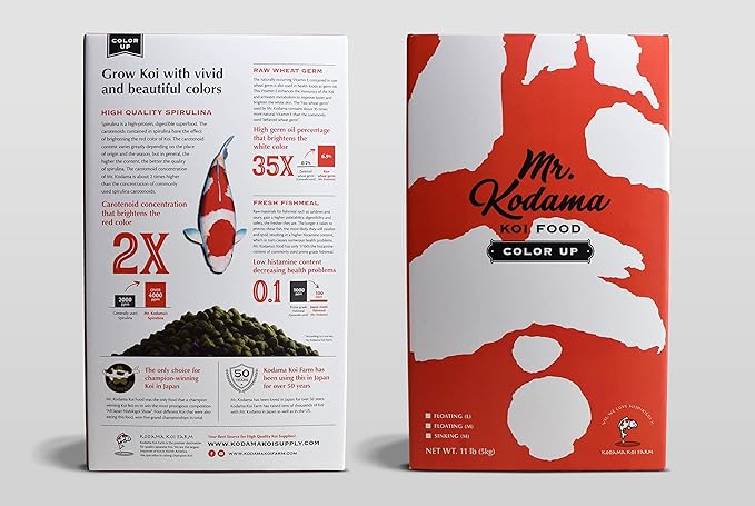 Color Up Spirulina Koi Food from Japan to Promote Growth & Color | 11lbs of Medium/Floating Pellets