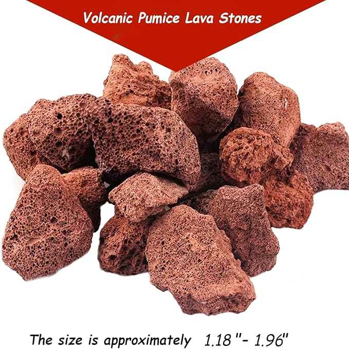 Tfwadmx 10 Pack Aquarium Red Lava Rock Fish Tank Volcanic Pumice Stones for Shrimp Betta(1.18''-1.96'')