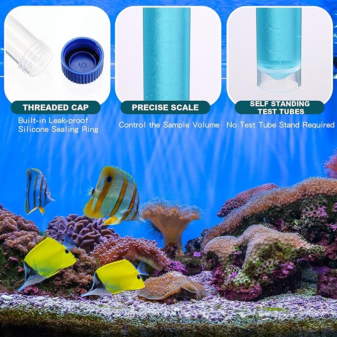 Konohan 12 Pcs Replacement Test Tubes for Aquarium Test Kits, 10ml Plastic Frozen Self Standing Test Tubes with Scale line for Aquarium Water Testing