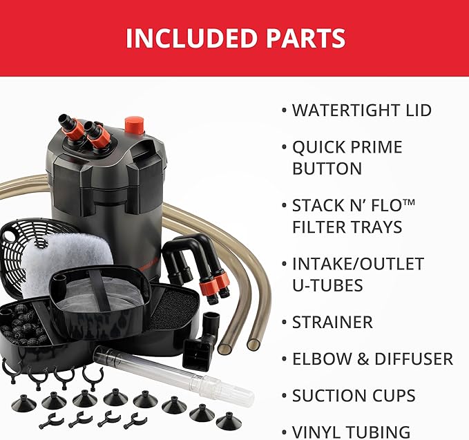 Marineland Magniflow 180 Canister Filter For Freshwater, Saltwater Aquariums Provides 3-Stage Mechanical, Chemical And Biological Filtration For a Clean Tank, With Rite-Size S Filter Media, 1 Count