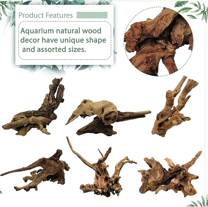 Tfwadmx Natural Driftwood for Aquarium Decor-9-14 Assorted Large Driftwood,Fish Tank Drift Wood Decoration, Freshwater Wood Branches Ornament for Reptile Terrarium,Air Plants
