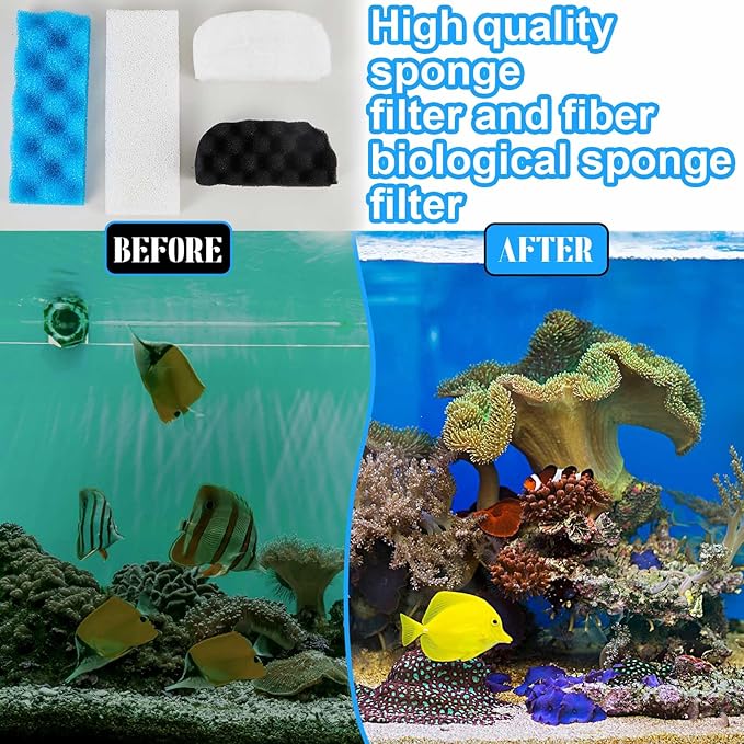 Threlaco 18 Pcs Compatible with Fluval 206/207 Aquarium Filters Sponge Set, Including Foam Pad, Water Polishing Pad, Foam Max, for Replacement Filter Media