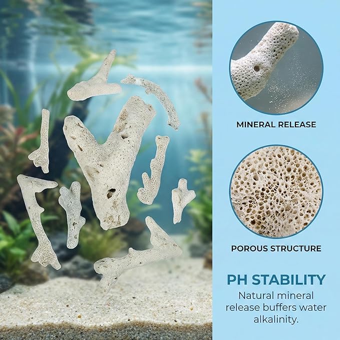 iplusmile Aquarium Coral Stone Bottom Gravel 1.77 Inch Natural Fish Tank Filtration Material Decorative Aquarium Stones for Freshwater and Marine Tanks