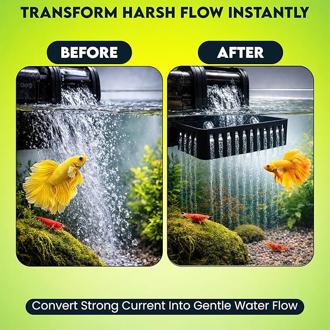 Square Aquarium Filter Baffle, Universal HOB Filter Compatible, Slow Flow Design for Betta Fish and Shrimp Tanks (Extra Large)