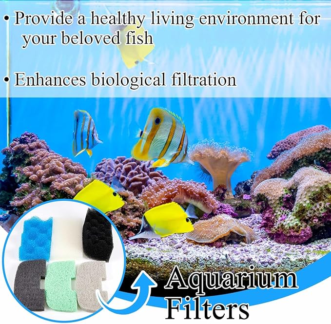Threlaco 32 Pcs Filter Media Compatible with Fluval 106/107, Aquarium Replacement Maintenance Kit, Including Biological Sponge, Ammonia/Phosphate/Nitrite Remover Pad, Aquarium Towel, Grease