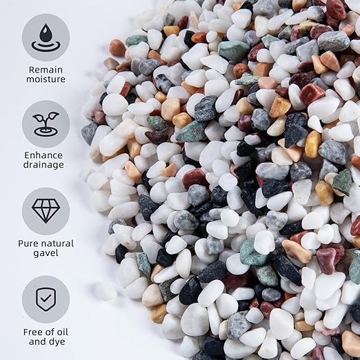 5lb Pea Silica Gravel Decorative Rocks, No Wax Pebbles Ideal for Fish Tank, Vases, Succulents, Home Decor and Garden Landscaping, Countryside Silica Gravel