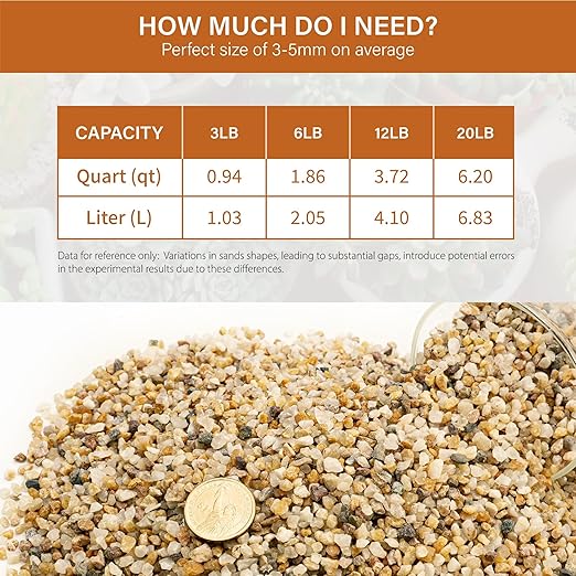 NUPICK 3-5mm Coarse Sand for Plants, 12lb Horticultural Grit for Succulents, Desert Silica Sand for Cactus, Decorative Gravel for Landscaping, Gold Grit for Aquariums, Bonsai, Vases Fillers