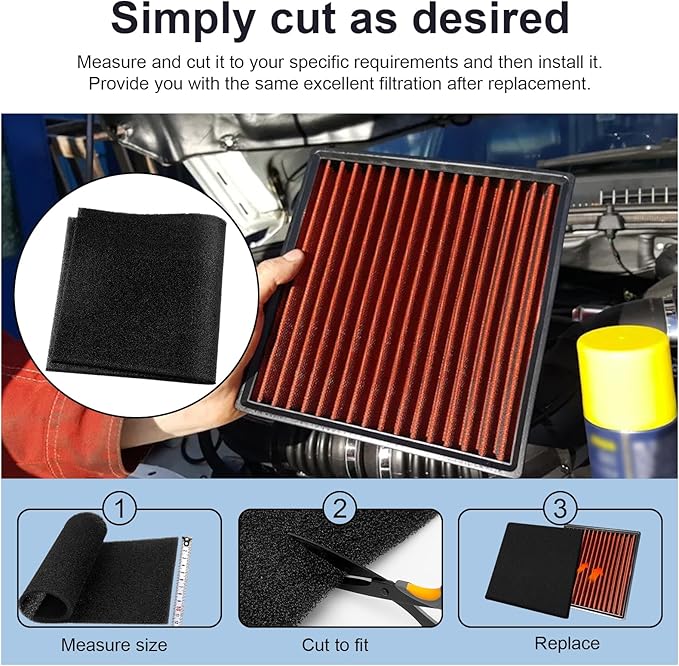 Air Filter Foam Sheet Material, 24" x 12" x 3/8" 40 PPI Filter Foam Sheet, Reusable Air Filter for Cutting and Fitting Purifier, Aquarium, Fish Tank, Air Conditioner