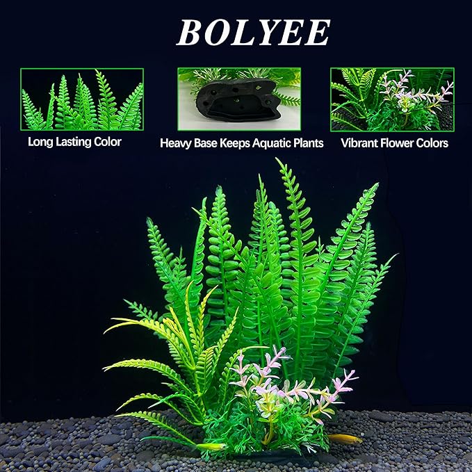 2 Pack Aquarium Decor Plastic Plants, Large Artificial Fish Tank Plant, Fish Tank Decorations-7.1" Tall