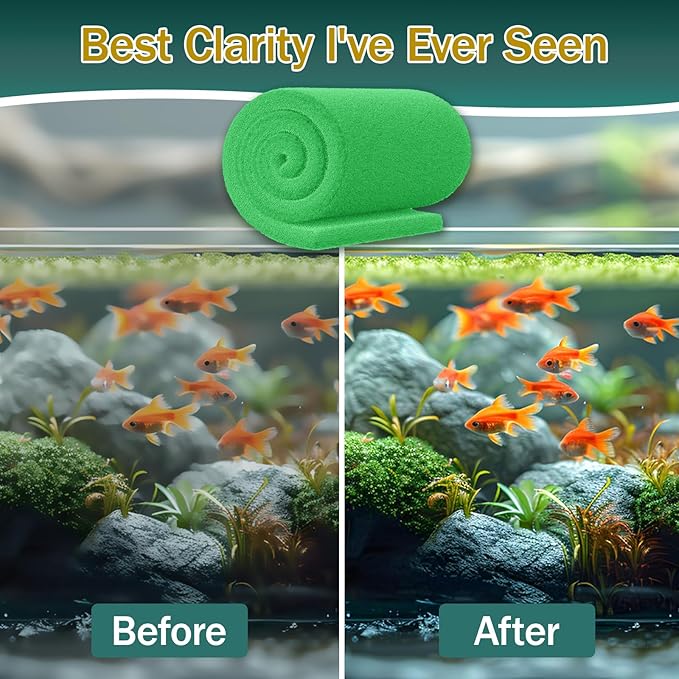 3PCS Aquarium Filter Floss - 12" x 78" (6.5ft per roll) - Total 19ft - 1" Thick Premium Polyester Filter Pad for Fish Tank - Mechanical Filtration, Crystal Clear Water, Fits Most Filters(19ft)