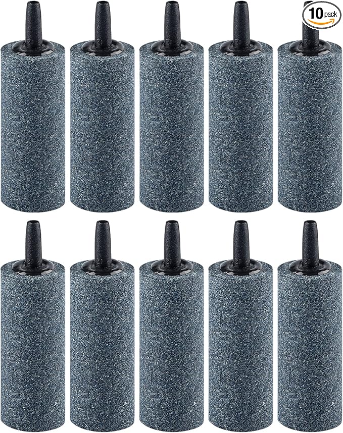 Pawfly Aquarium Air Stone Bubbler 2 Inch Cylindrical Bubble Release Tool Oxygen Diffuser for Air Pump Fish Tank Bucket Small Pond and DWC Reservoir, 10 Pack