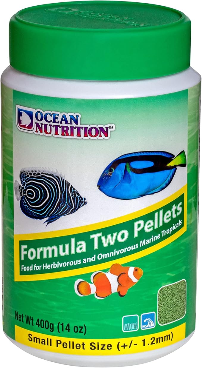Ocean Nutrition Formula Two Pellets - Fish Food for Herbivorous & Omnivorous Marine Tropical Fish, High Protein(40%) - 14 oz (400 g) Small Pellets