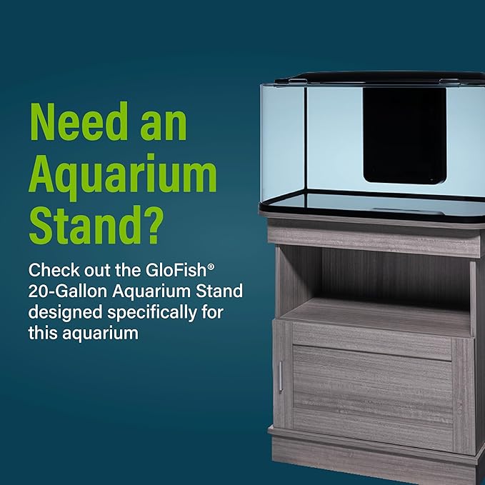 GloFish Glass Aquarium Kit, 20 Gallons, Includes Premium Blue, LED Light Stick & Integrated Filtration, Perfect for Beginners or Seasoned Hobbyists, Seamless, Curved Design