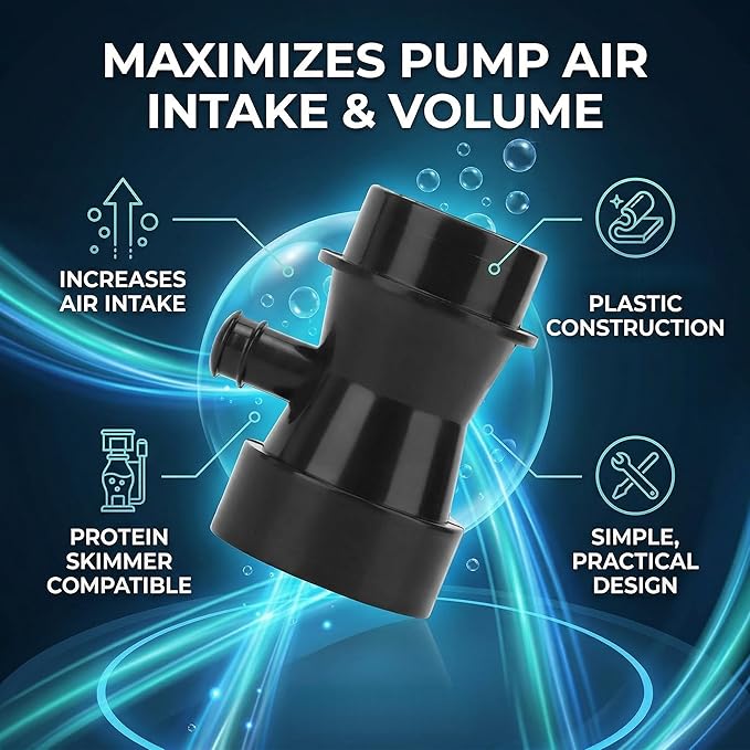 GLOGLOW Aquarium Venturi Tube Black Air Suction Nozzle for Protein Skimmer, Increase Air Intake Volume 14g, Both Ends 3cm 2cm Outer Diameter, for Saltwater Freshwater Tank Pump Separator U