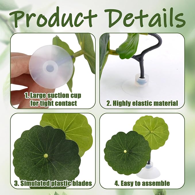 6 Pcs Betta Leaf Hammock with Suction Cups, Realistic Plastic Lotus Leaf Pad Natural Habitat Fish Tank Accessories Decor Aquarium Plants for Betta Bed Fish Breeding Resting Spawning Ground