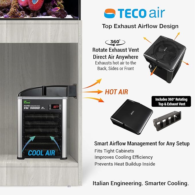 TECO 1/6 HP Aquarium Water Chiller - Ultra-Quiet, Energy-Efficient Temperature Control for Reef, Saltwater, Freshwater & Axolotl Tanks up to 120 Gallons