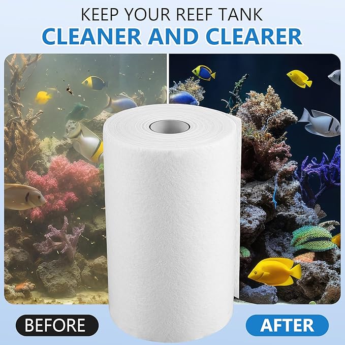 8 inch Fleece Roll Replacement Compatible with Platinum Sump 26 and Platinum Sump Cube 20, 8" x 150' High Flow Non Woven Polyester for Saltwater Coral Reef Tank Filtration